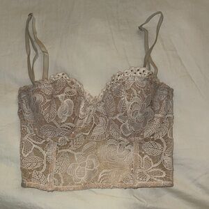 Victoria's Secret Floral Lace Bustier in Cream